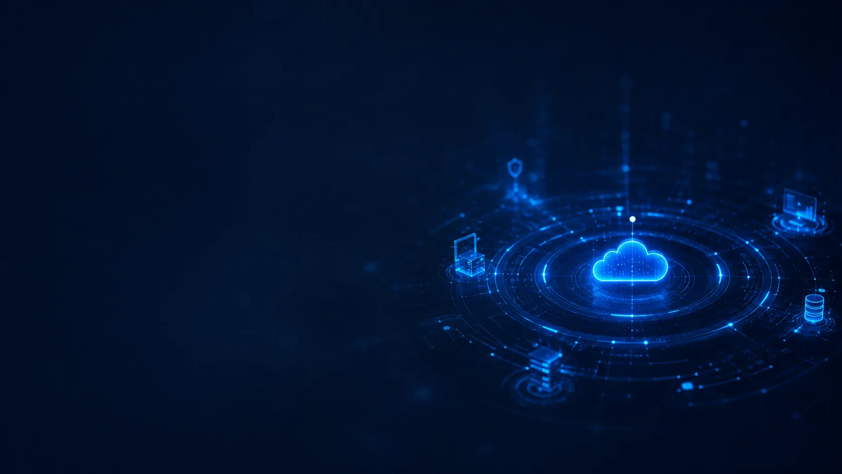 Futuristic cloud technology network background in blue.